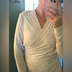 Athleta Cream Wrap-Style Top